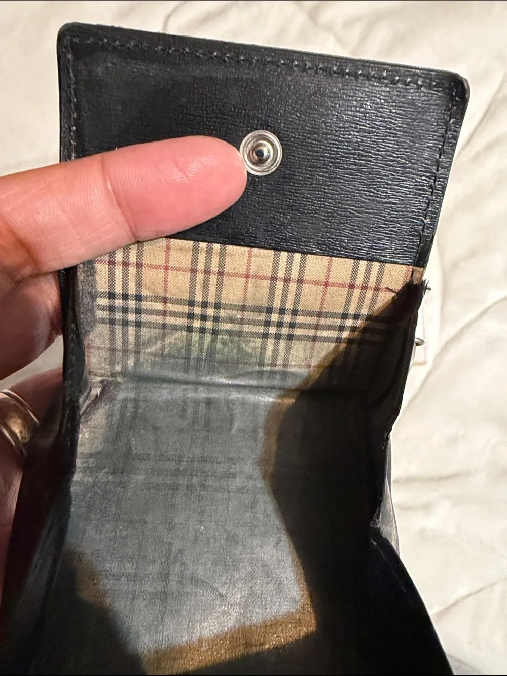 Burberry Black Leather Chain Card Holder Wallet